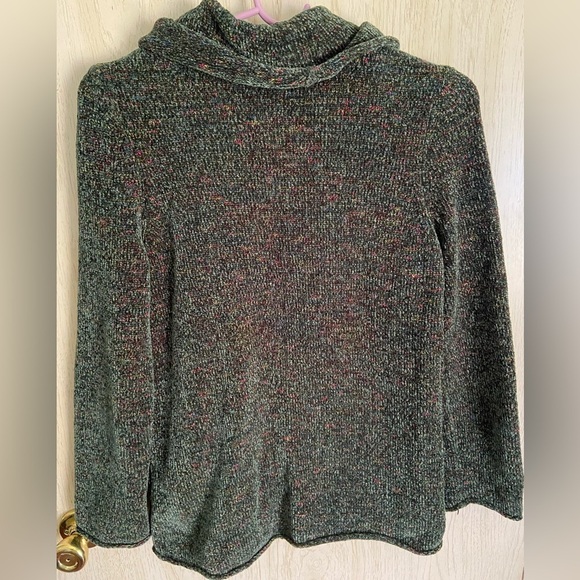 HABITAT CHENILLE TWEED COWL NECK TUNIC SWEATER IN LOGAN GREEN Sz XS - Picture 9 of 13